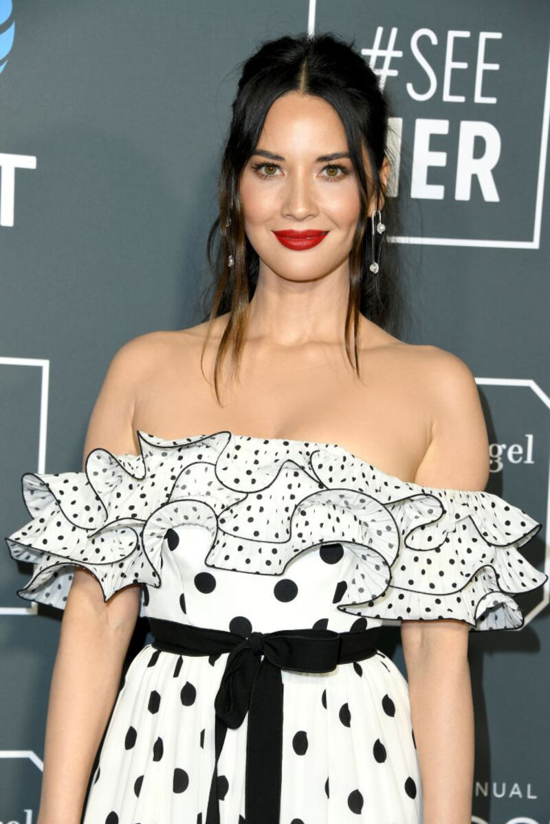 SANTA MONICA, CA - JANUARY 13:  Olivia Munn attends the 24th annual Critics' Choice Awards at Barker Hangar on January 13, 2019 in Santa Monica, California.  (Photo by Jon Kopaloff/Getty Images)